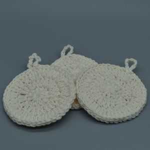 Hand Crafted Crochet Reusable Cotton Rounds Face Set of Three
